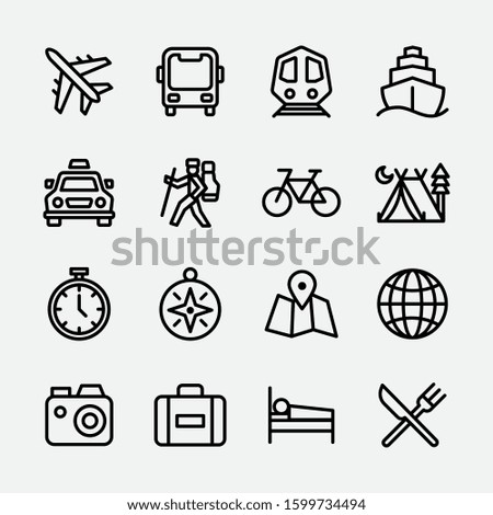 Travel and Transportation Icon Set Vector