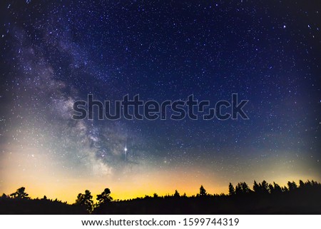 Milky Way and Jupiter planet in the night sky.