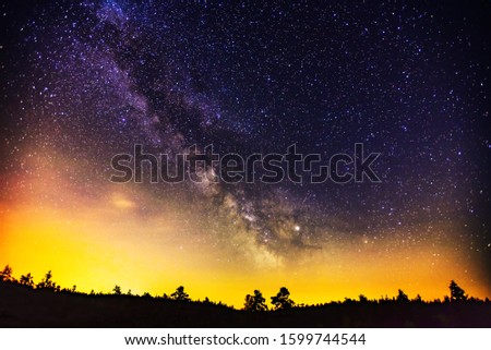 Milky Way and Jupiter planet in the night sky.
