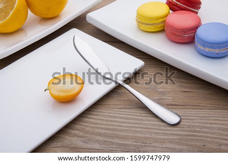 Simple style holiday tableware, spoon, fork, jam knife combination, fruit and gourmet macaron platter