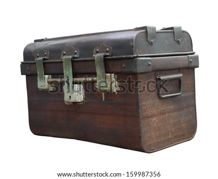 Antique chest on white background, clipping path