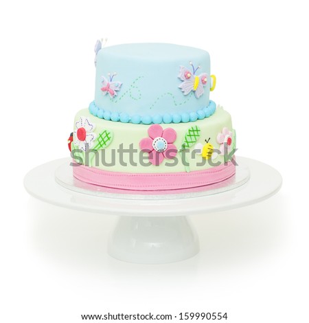 A beautiful garden themed children's birthday cake