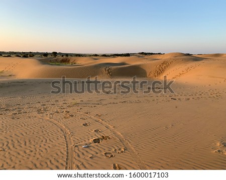 A beautiful morning at Sam sand dunes of Jaisalmer desert, which attracts millions of tourists every year