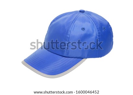 baseball cap blue with safety reflector stripe isolated on white background