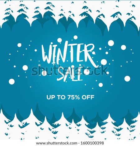 Winter sale design template background banner. Winter special offer. Winter banner with snowy trees.