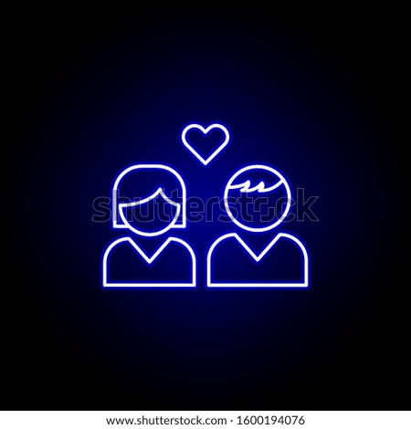 boy girl friendship outline blue neon icon. Elements of friendship line icon. Signs, symbols can be used for web, logo, mobile app, UI, UX
