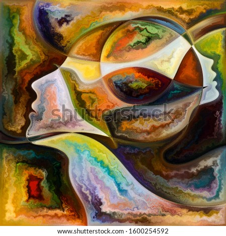 Inner Form. Colors In Us series. Arrangement of human silhouettes, art textures and colors interplay on theme of life, drama, poetry and perception