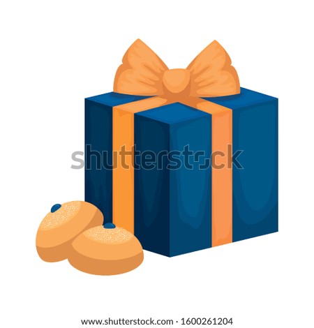 gift box present with breads isolated icon vector illustration design