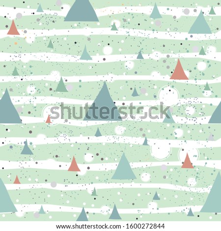Cute Pattern with abstract triangles and hand drawn stripes. Great for Wall Art, t-shirts, cups, fabric, textile, gift wrapping, scrapbooks, etc. Vector Illustration.