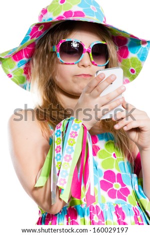 Young happy girl on mobile cell phone