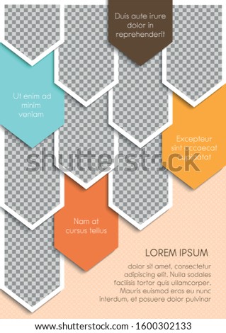 Template for photo collage or infographic in modern style. Frames for clipping masks are in the vector file. Template for a photo album with geometric frames