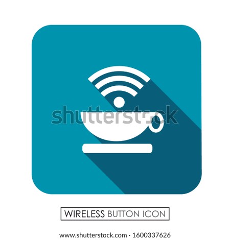 Button with coffee icon with wireless. Basic icon of blue color.