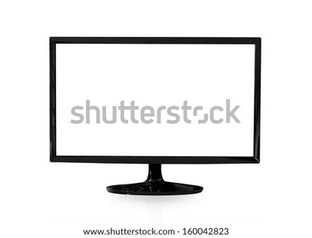 Blank widescreen screen TV background isolated on white