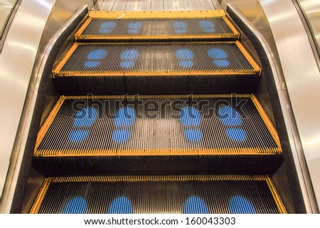 Escalator with foot sign