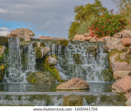 Water fall at Anthem in the Sonoran Desert, Maricopa County, Arizona USA