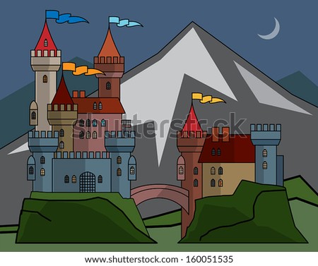 Castle fairy tale, vector illustration