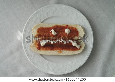 ketchup mayonnaise and hot dog bread