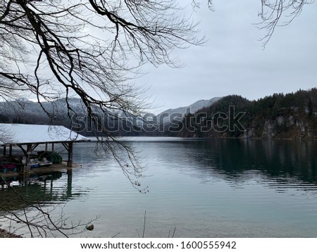 Bayern, Germany. Mountain and lake, winter 