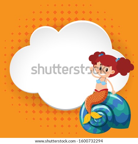 Frame template design with cute mermaid illustration