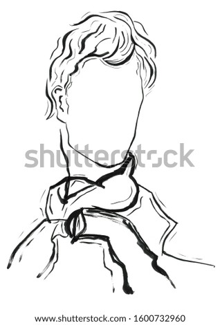 Hand Painted Face Silhouette Fashion Illustration Closeup Portrait