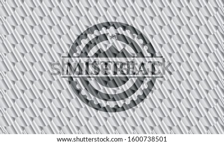 Mistreat shiny silver badge. Scales pattern. Vector Illustration. Detailed.