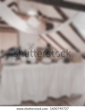 A Simply Dinner Table Decoration Blurred Closeup.Food decoration concept.