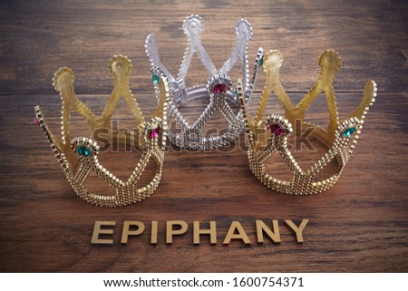 Three crowns, symbol of Tres Reyes Magos who come bringing gifts for the kids on Epiphany