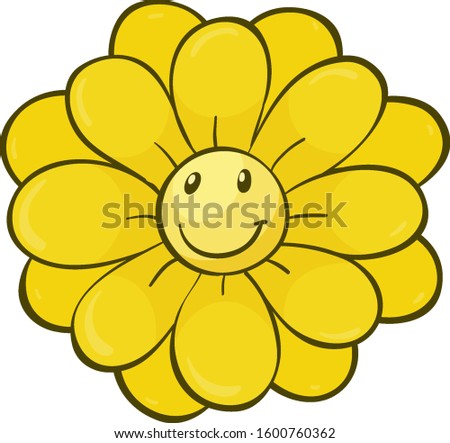 Single flower in yellow color illustration