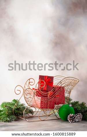 Christmas sled with presents. Festive concept. Boxing Day

