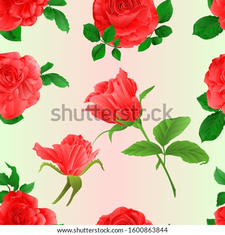 Seamless texture roses  pink  twig with leaves watercolor  on a  pink background vintage vector illustration editable hand draw
