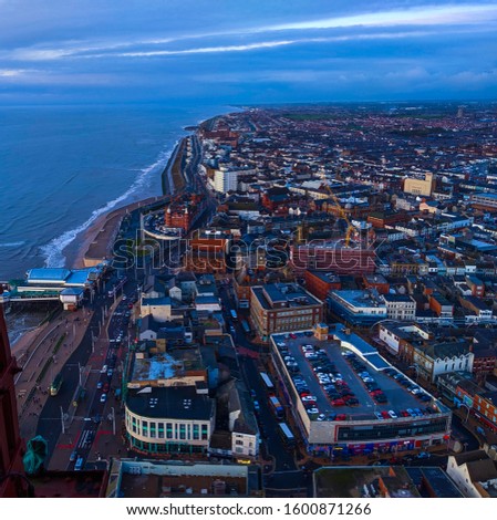 View of Town at Sea from Blackpool Tower