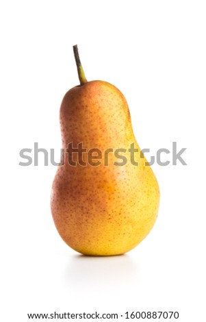 Fresh yellow pear fruit isolated on a white background with a edged path.