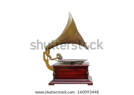 A Vintage Gramophone Isolated on a White Background