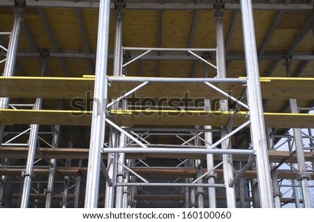 Scaffolding on a construction site of a new building 