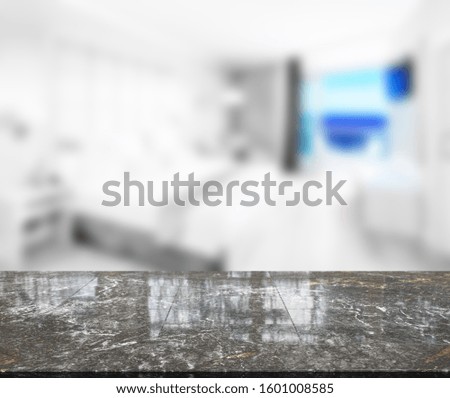 Table Top And Blur Bedroom of The Background. For montage product display or design key visual layout. - Image