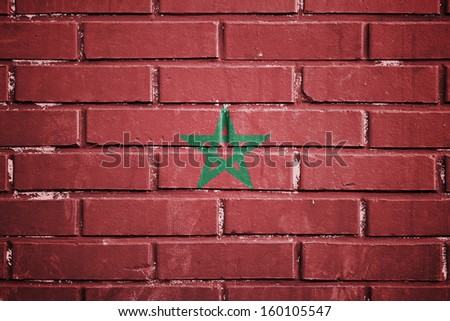Morocco flag on the brick wall