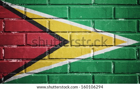 Guayana flag on texture brick wall