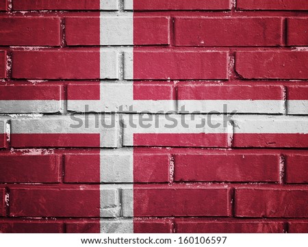 Denmark flag on the brick wall