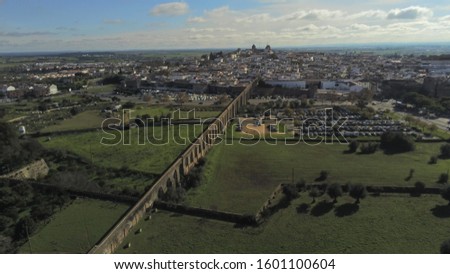 The Aqueduct of Amoreira, Elvas, Portugal. Aerial shot