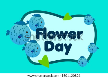 flower day, beautiful greeting card background or template banner with cute animal character theme. vector design illustration