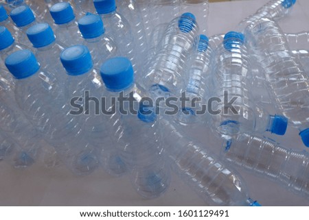 Plastic water bottles, recycle waste.