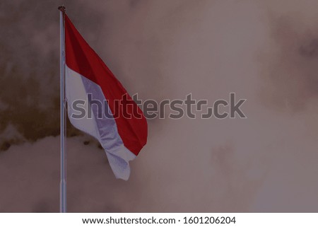 View of national flags of Southeast Asia countries: Indonesia. 