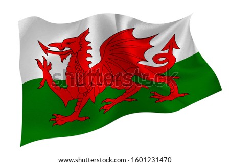  Welsh national silk flag icon Royalty-Free Stock Photo #1601231470