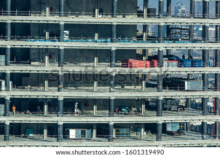Close up picture of construction site of highrise building in Dubai