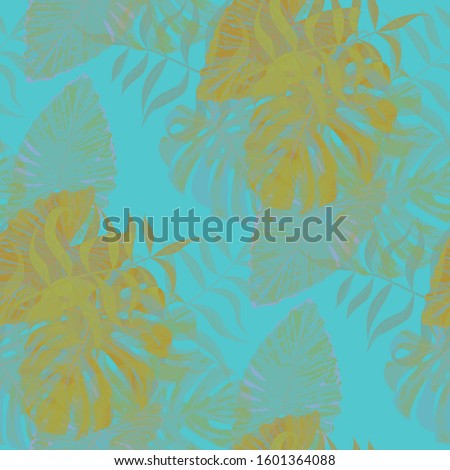 Palm Pattern. Seamless Pattern with Leaves of jungle Trees. Retro Texture for, Paper, Tablecloth, Fabric. Tropical Palm Pattern.