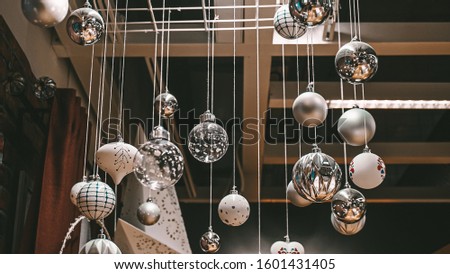New Year's Eve balls on the ceiling
