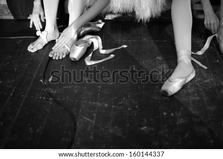 Ballerinas getting ready for performance