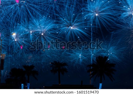 Background image with beautiful colorful firework texture background with different color of fireworks.
