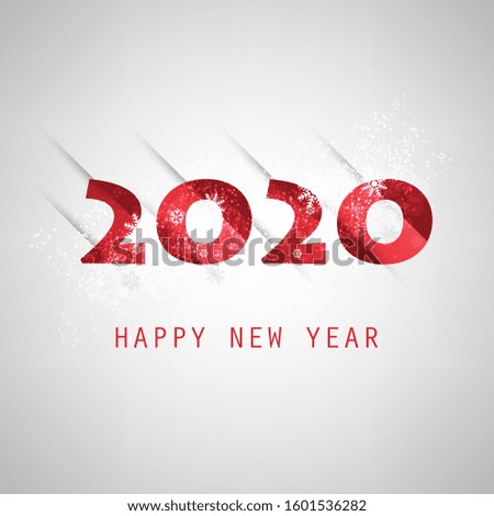Best Wishes - Abstract White, Grey and Red Modern Style Happy New Year Greeting Card or Background, Creative Design Template - 2020