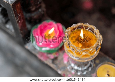 Candles used for blessing in the temple